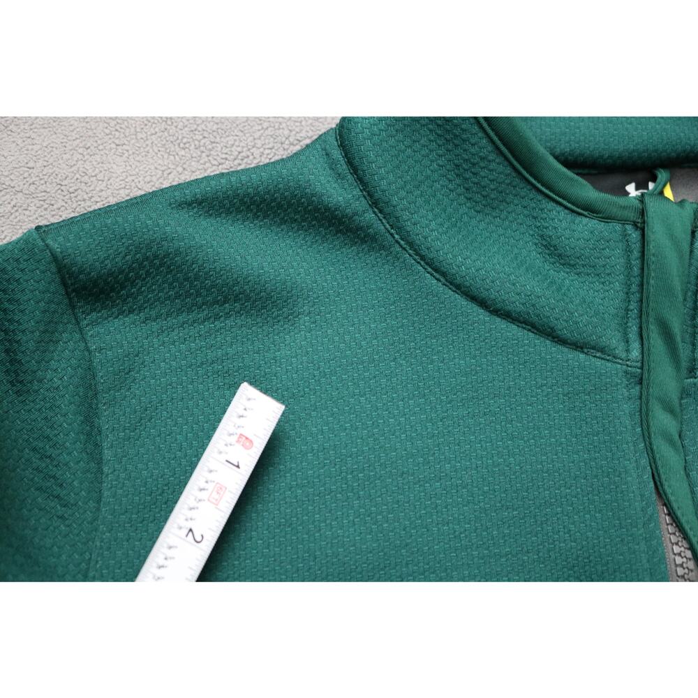 Under Armour Fitted Sweater Womens Medium Green Full Zip Mock Neck Elastic Pocke - Picture 13 of 16